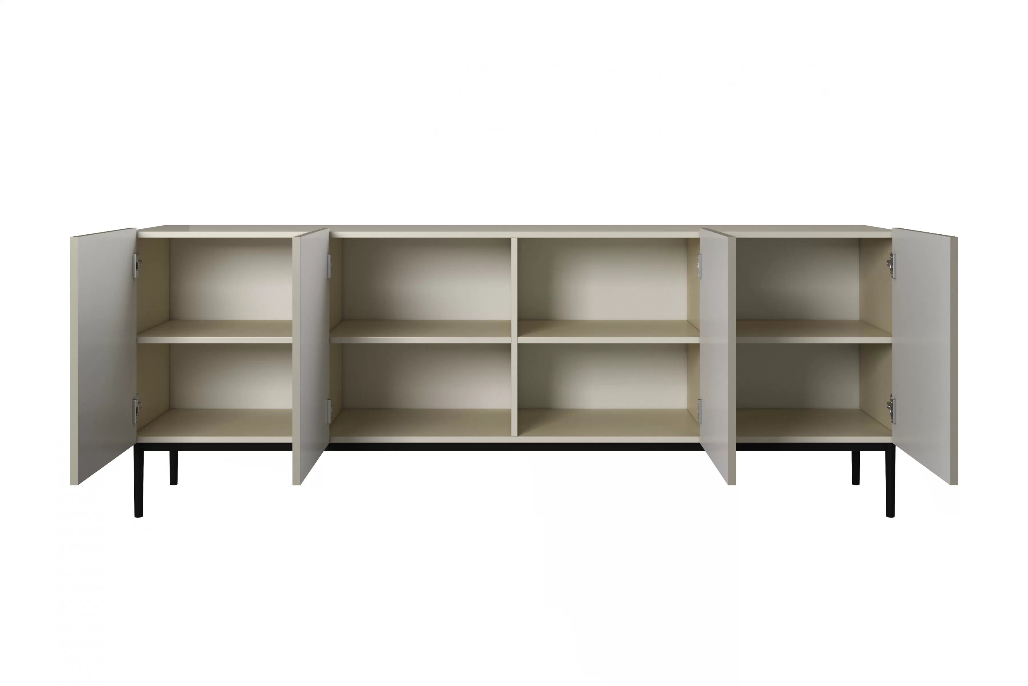 Komoda Nicole 200 cm na kovových nohách - kašmír / černé nohy Komoda Nicole 200 cm na kovových nohách - kašmír / černá nozki