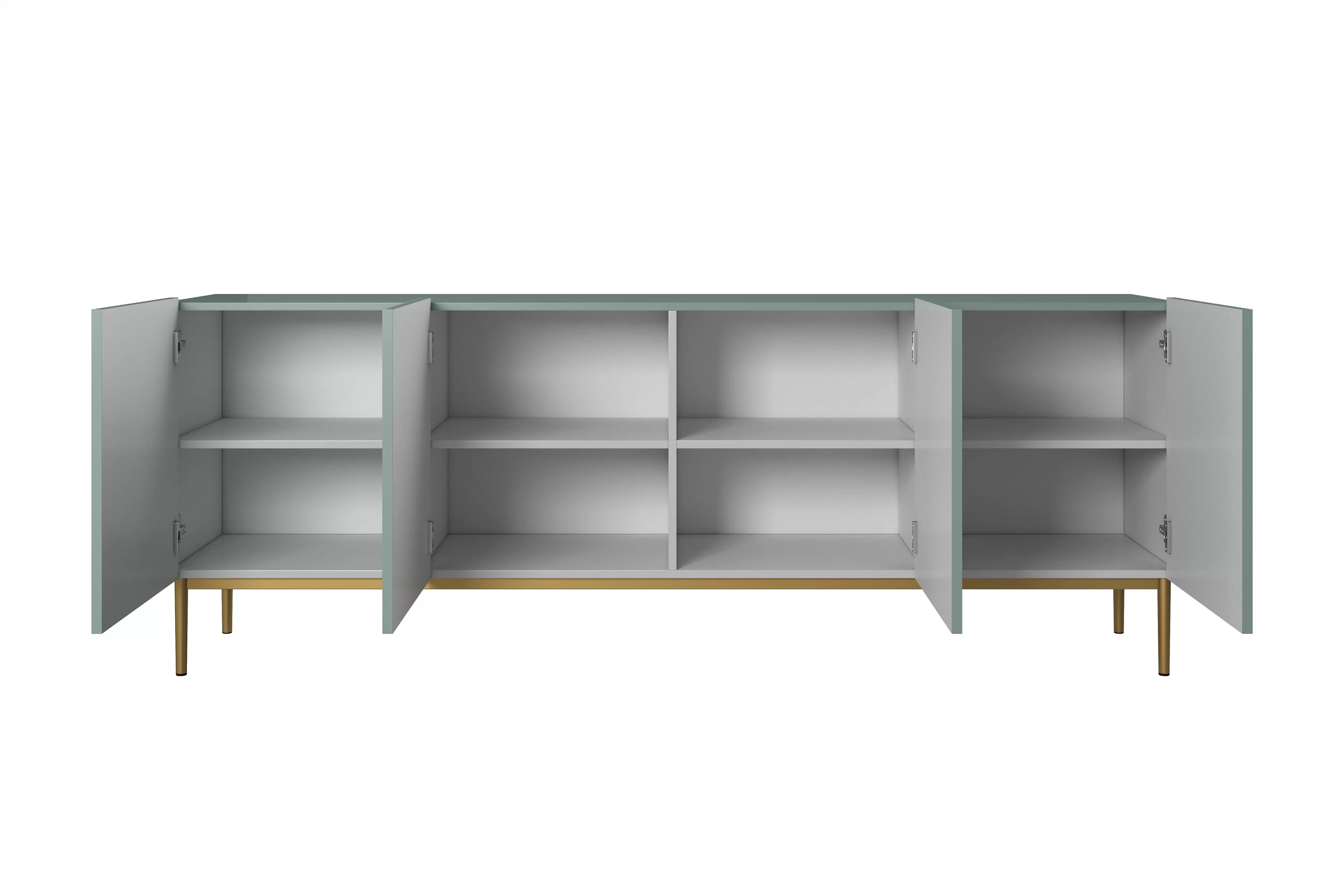 Komoda Nicole 200 cm na kovových nohách - šalvějová / zlaté nožky - Omezená nabídka Komoda Nicole 200 cm na kovových nohách- szalwia / zlaté nozki