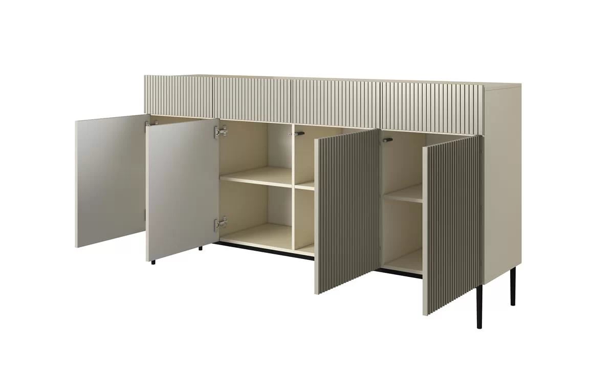 Komoda so zásuvkami Nicole 200 cm - kašmír / čierne nohy Komoda so zásuvkami