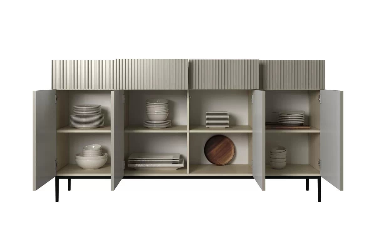 Komoda so zásuvkami Nicole 200 cm - kašmír / čierne nohy Komoda nicole