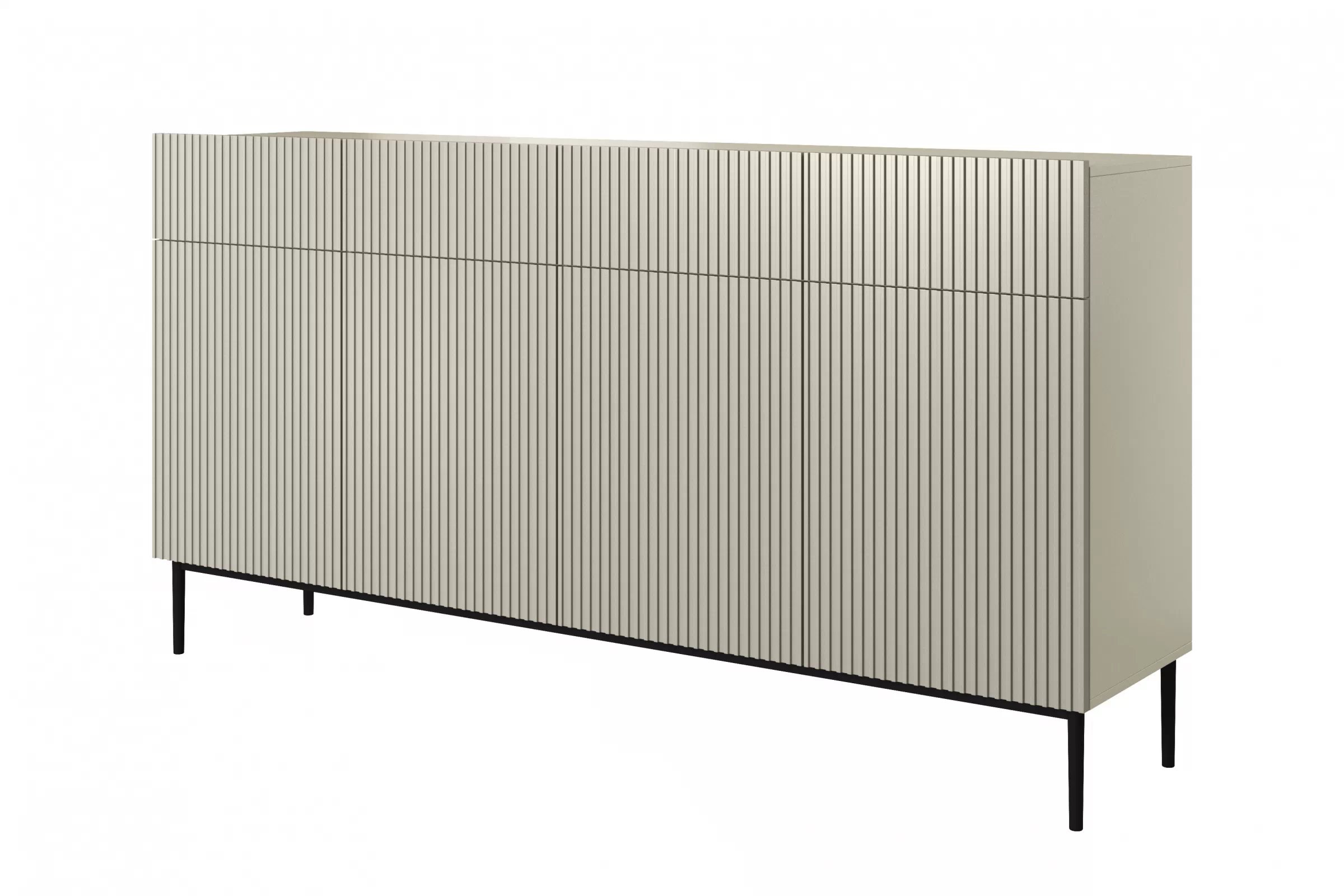 Komoda so zásuvkami Nicole 200 cm - kašmír / čierne nohy Komoda Nicole 200 cm so štyrmi zásuvkami i metalowymi nogami- kašmír / čierny nozki