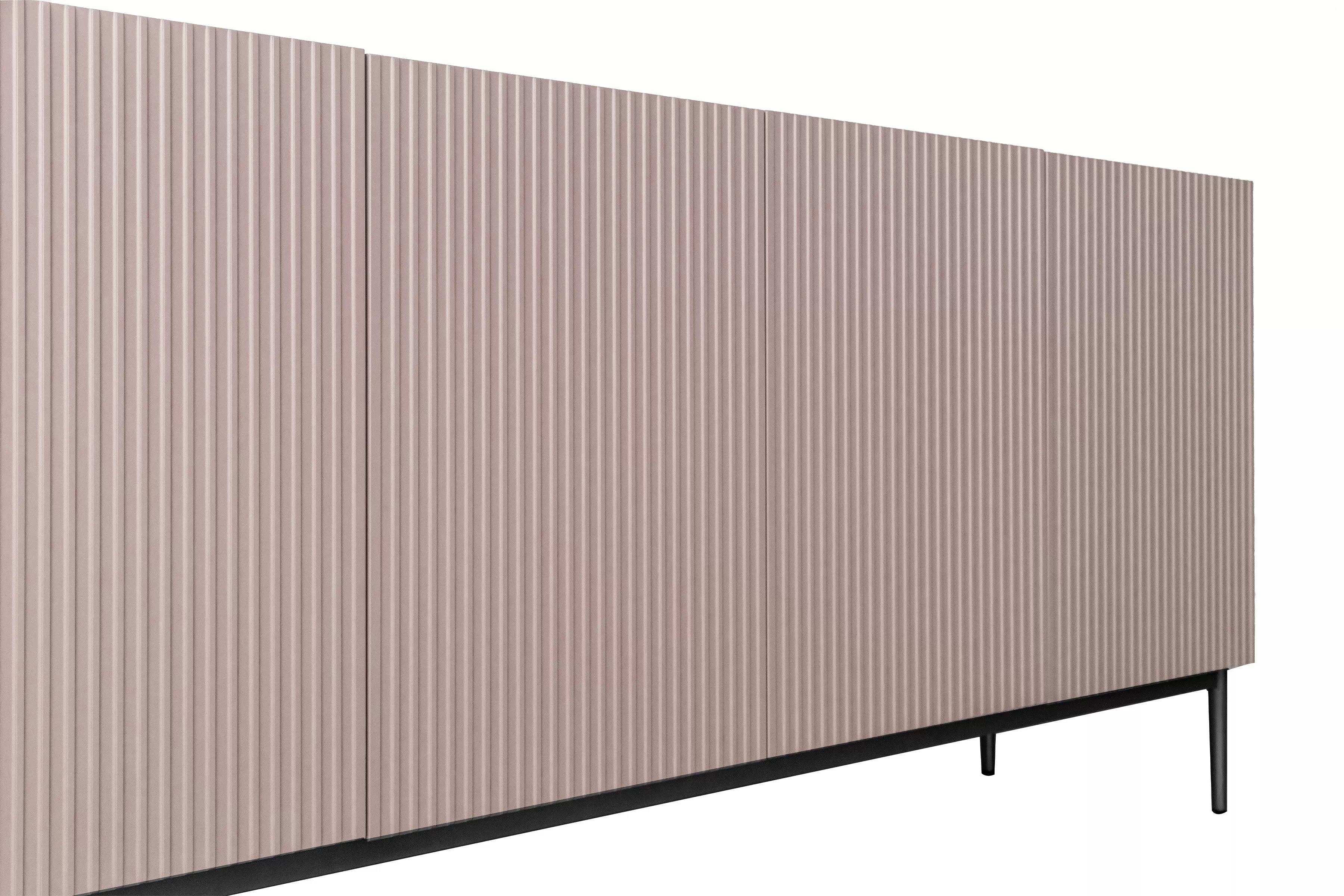 Komoda Nicole 200 cm s kovovými nožičkami - antická ružová / čierne nožičky - Koncovka Série Komoda Nicole 200 cm s frézovaným frontom i metalowymi nogami - antický Ružová / čierny nozki