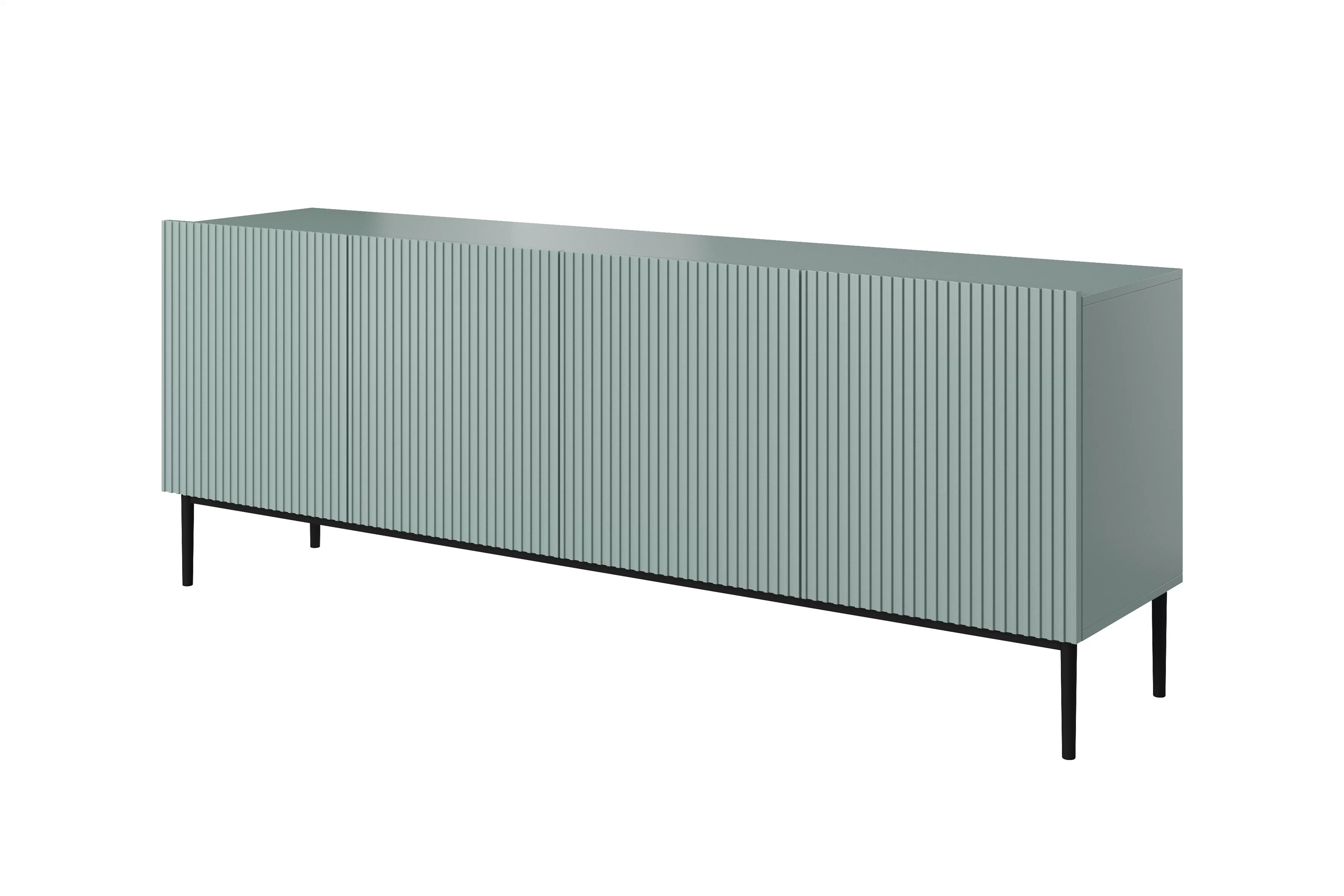 Komoda Nicole 200 cm s frézovaným čelem - šalvěj / černé nožky Komoda Nicole 200 cm s frézovanou přední částí i metalowymi nogami- szalwia / černá nozki