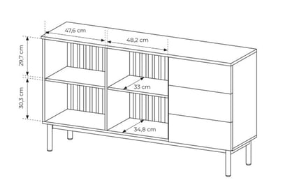 Komoda Noro 150 cm se zásuvkami a LED osvětlením - dub evoke / černá Komoda Noro 150 cm se zásuvkami i oswietleniem LED - dub evoke / černá