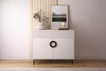 Komoda Nubo 100 cm dvoudveřová se zásuvkou - kašmír / černá Komoda Nubo 100 cm dvoudveřová z szuflada - kašmír / černá