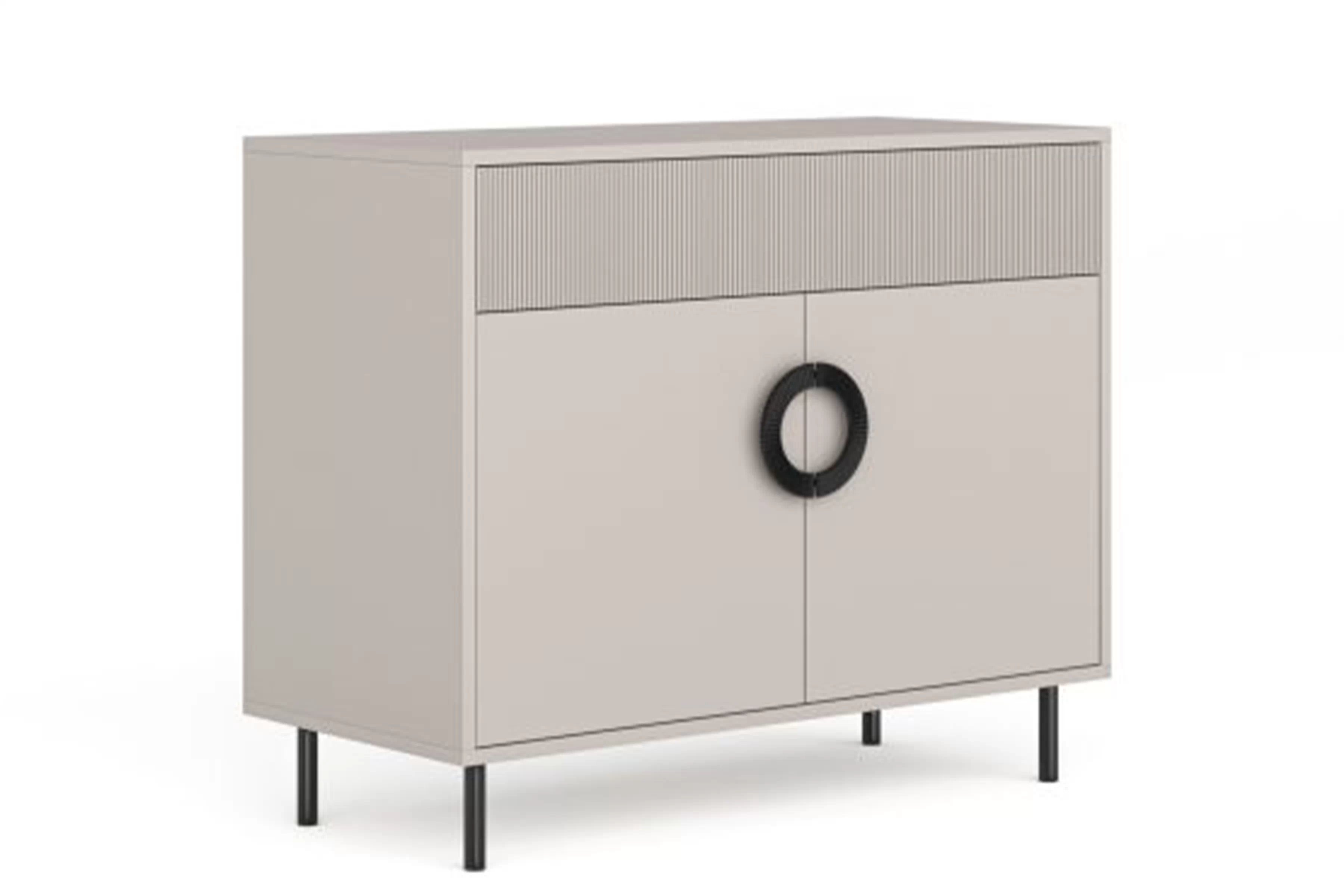 Komoda Nubo 100 cm dvoudveřová se zásuvkou - kašmír / černá Komoda Nubo 100 cm dvoudveřová z szuflada - kašmír / černá