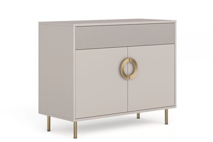 Komoda Nubo 100 cm dvojdverová so zásuvkou - kašmír / zlatá Komoda Nubo 100 cm dvojdverová z szuflada - kašmír / zlaté