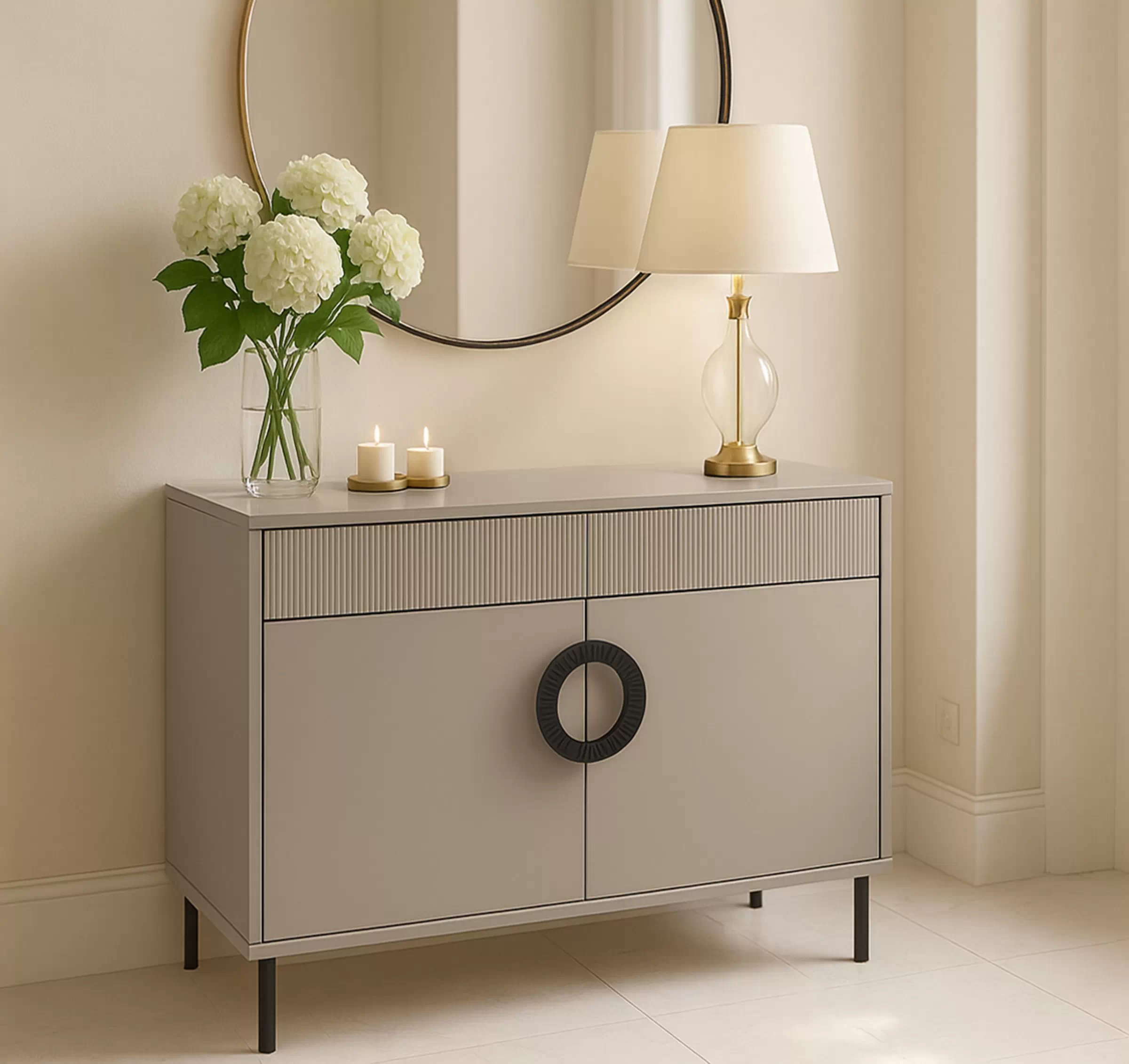 Komoda Nubo 100 cm – kašmírová / černé nožky Komoda Nubo 100 cm z szuflada - kašmír / černá