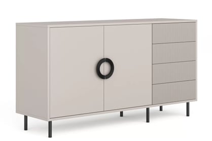 Komoda Nubo 150 cm dvoudveřová se zásuvkami - kašmír / černá