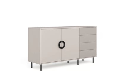 Komoda Nubo 150 cm so zásuvkami - kašmír / čierne nožičky