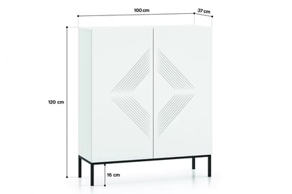 Komoda Pingli 01 100 cm - bílý mat / černý rošt Komoda Pingli 01 - 100 cm - Bílý mat / Černý Rošt