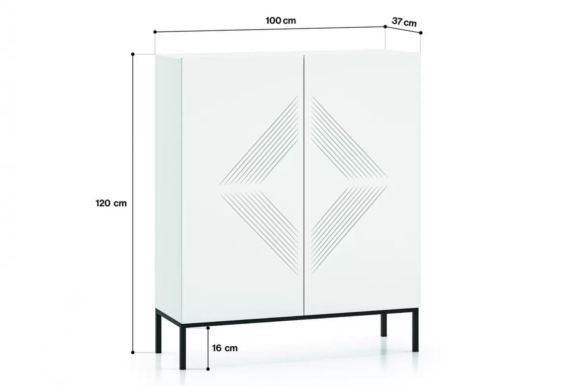 Komoda Pingli 01 - 100 cm - biely mat / Čierny Rošt Komoda Pingli 01 - 100 cm - biely mat / Čierny Rošt