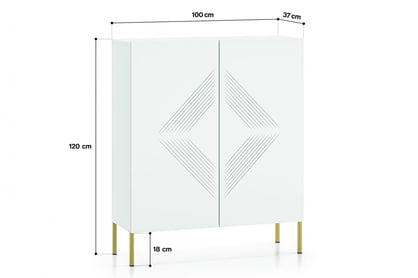 Komoda Pingli 01 - 100 cm - bílý mat / zlaté nohy Komoda Pingli 01 - 100 cm - Bílý mat / zlaté Nohy