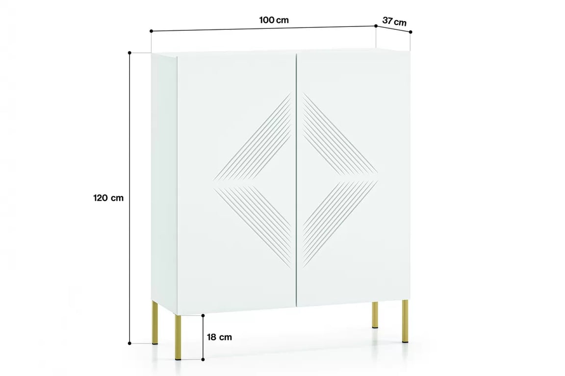 Komoda Pingli 01 - 100 cm - biely mat / zlaté Nohy Komoda Pingli 01 - 100 cm - biely mat / zlote Nohy