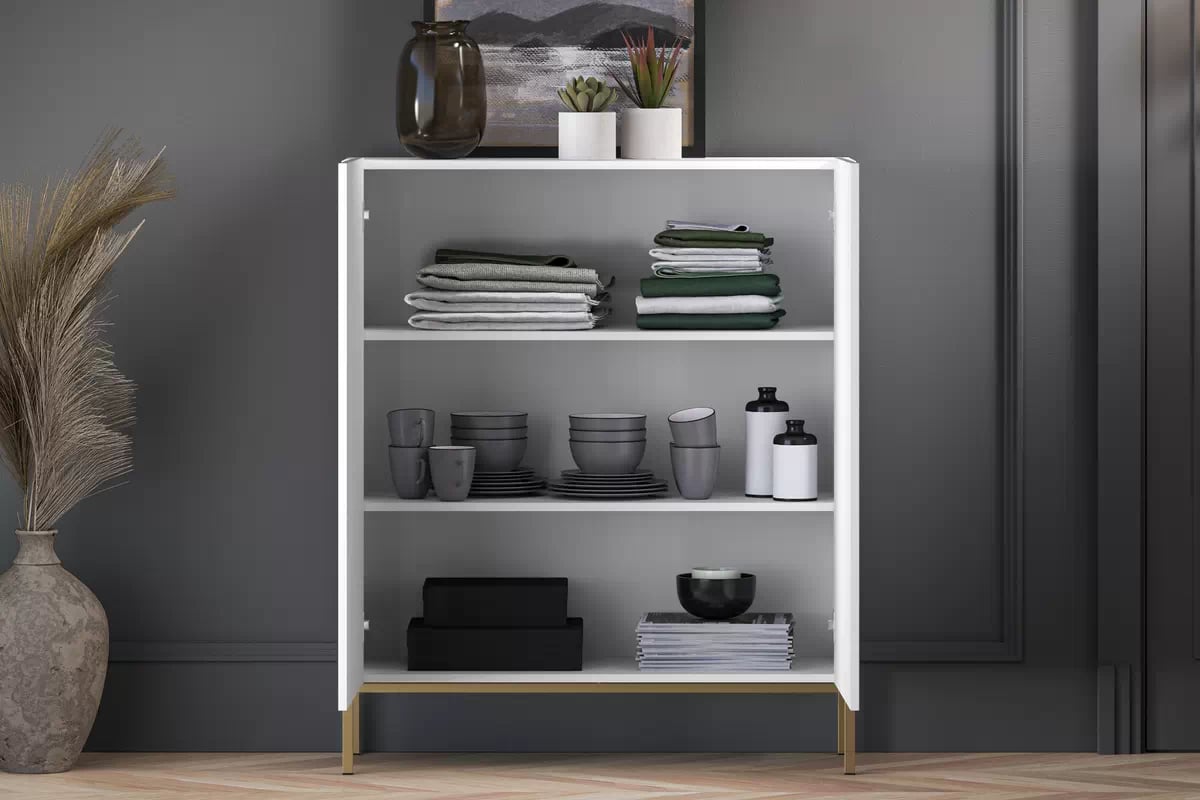 Komoda Pingli 01 - 100 cm - biely mat / Žltý Rošt Komoda Pingli 01 - 100 cm - biely mat / Žltý Rošt