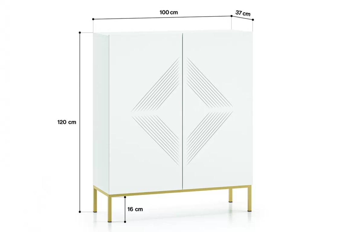 Komoda Pingli 01 100 cm - bílý mat / zlatý rošt Komoda Pingli 01 - 100 cm - Bílý mat / zlatý Rošt