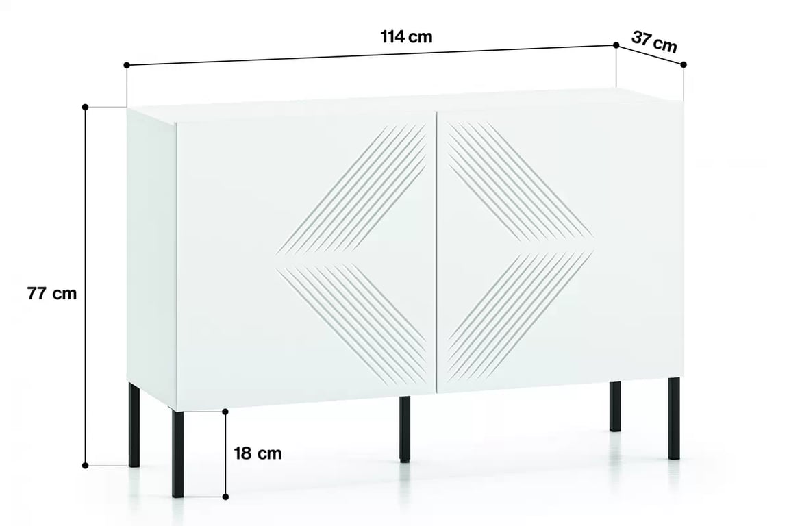 Komoda Pingli 03 - 114 cm - biely mat / čierny Nohy Komoda Pingli 03 - 114 cm - biely mat / čierny Nohy