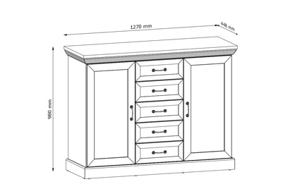 Komoda Royal K2D - Borovica Nordic/Divoký dub Komoda Royal dvojdverová 127 cm - Borovica Nordic/Divoký dub