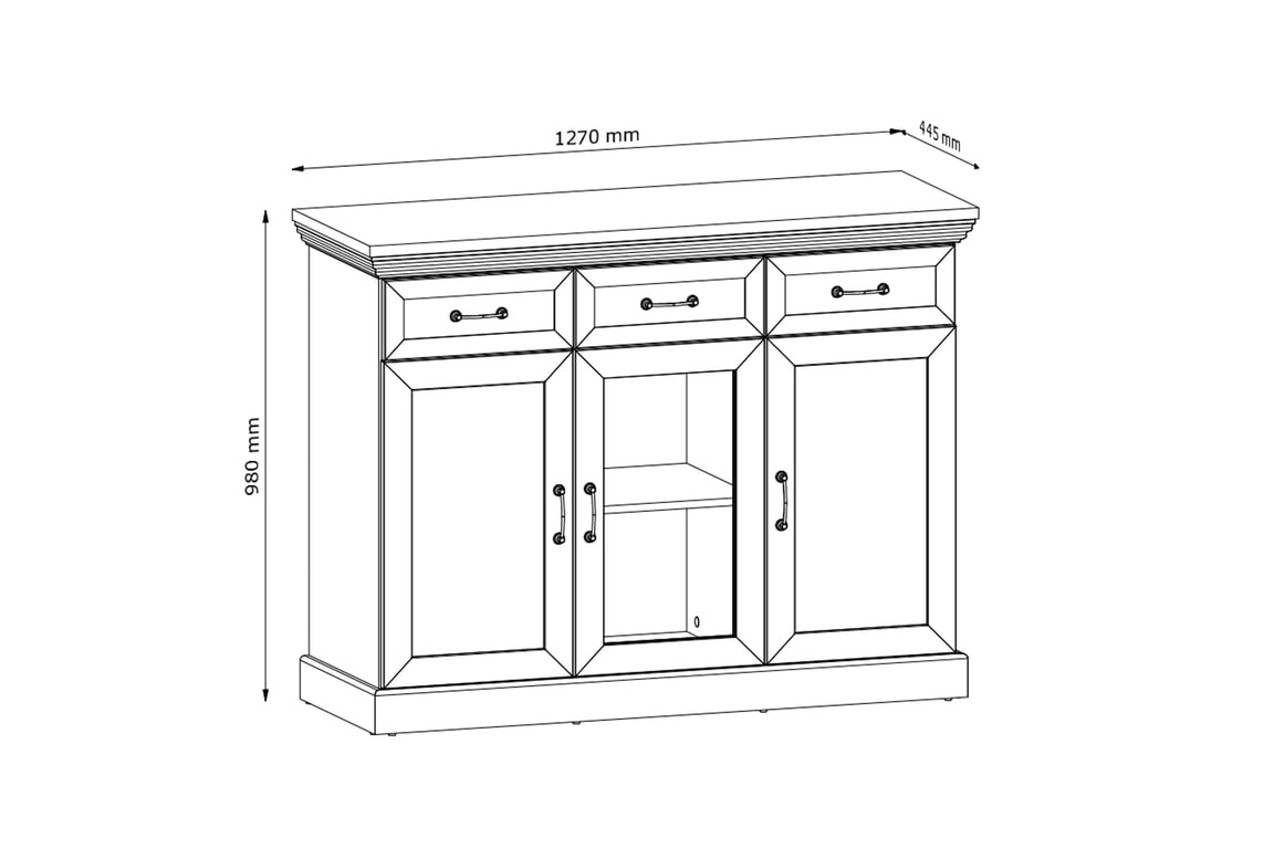 Komoda Royal K1S - Borovica Nordic/Divoký dub Komoda Royal trojdverová 127 cm - Borovica Nordic/Divoký dub