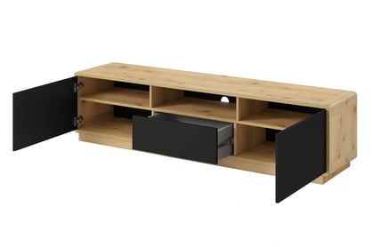 Komoda TV Aston 39 - 120 cm - taurus / Čierny supermat - Koncovka Série Komoda TV dvojdverová 180 Aston 39 - taurus / Čierny supermat