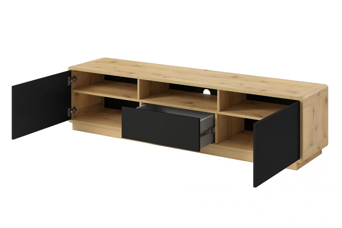 Komoda TV Aston 39 - 120 cm - taurus / Čierny supermat - Koncovka Série Komoda TV dvojdverová 180 Aston 39 - taurus / Čierny supermat