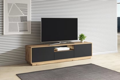 Komoda TV Aston 39 - 120 cm - taurus / Čierny supermat - Koncovka Série Komoda TV dvojdverová 180 Aston 39 - taurus / Čierny supermat