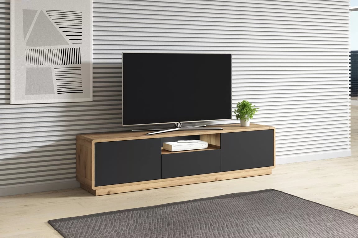 Komoda TV Aston 39 - 120 cm - taurus / Čierny supermat - Koncovka Série Komoda TV dvojdverová 180 Aston 39 - taurus / Čierny supermat