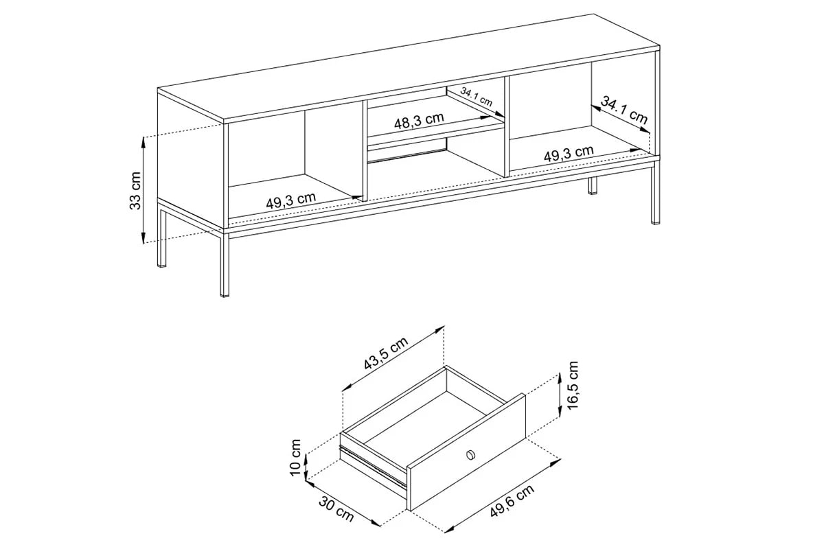 TV stolík Eladia 154 cm - tmavomodrá Rozmery skrinky Eladia