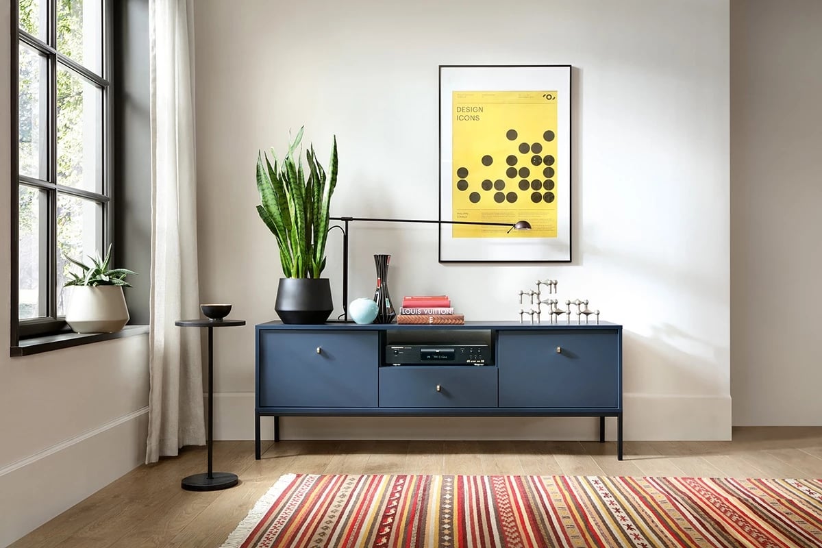 TV stolík Eladia 154 cm - tmavomodrá Námornícka modrá skrinka .