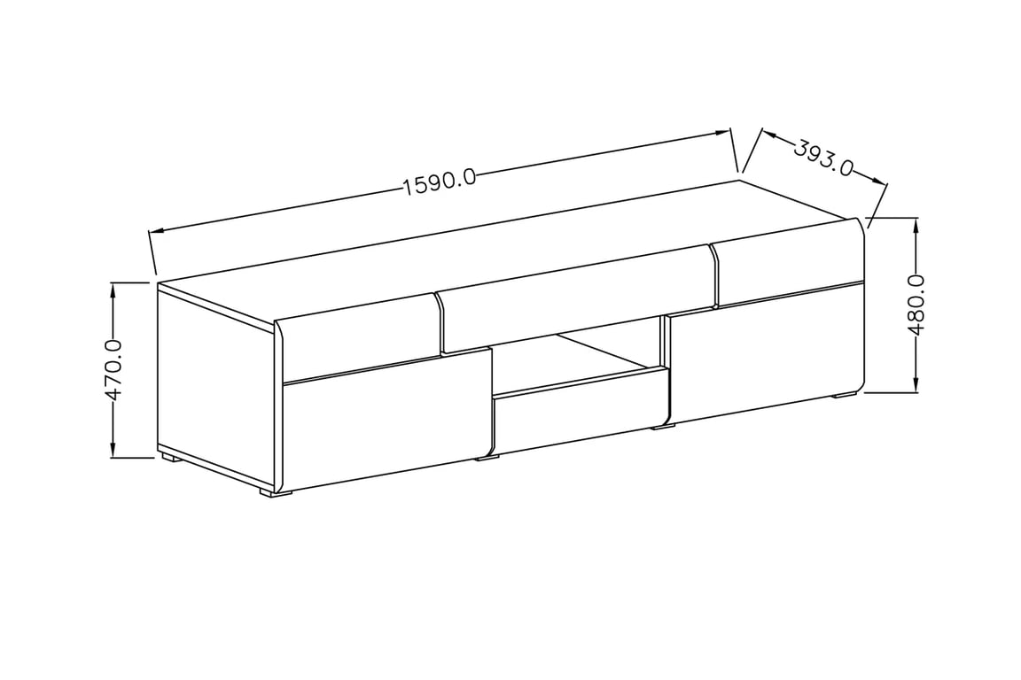 TV skříňka Toledo 41 se zásuvkami 159 cm - antracitová / dub grandson tv Antracitová l