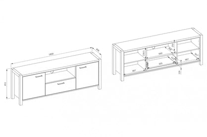 TV komoda Aktiv 41 180 cm - dub taurus / černá / zásuvka Komoda RTV z szuflada Aktiv 41 - 180 cm - dub taurus / černá