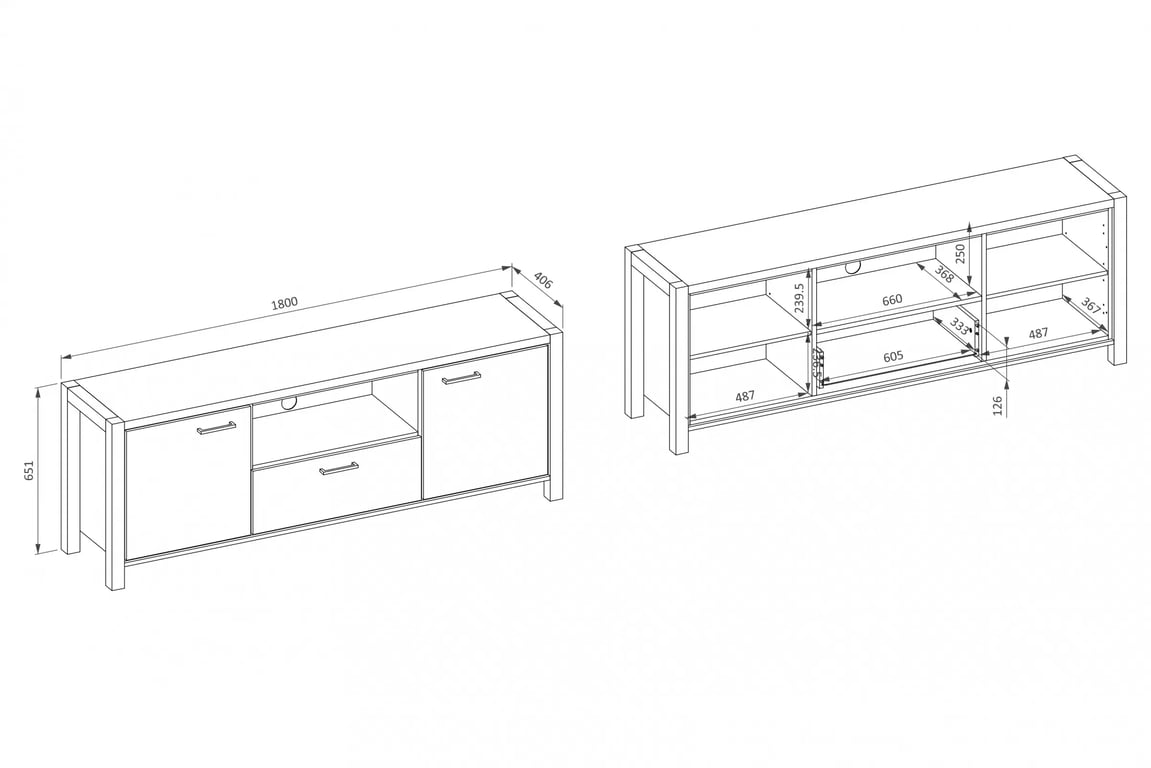 TV komoda Aktiv 41 180 cm - dub taurus / černá / zásuvka Komoda RTV z szuflada Aktiv 41 - 180 cm - dub taurus / černá