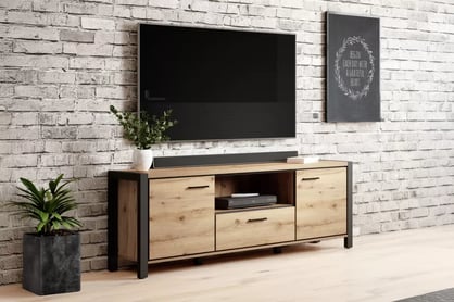 TV komoda Aktiv 41 180 cm - dub taurus / černá / zásuvka Komoda RTV z szuflada Aktiv 41 - 180 cm - dub taurus / černá