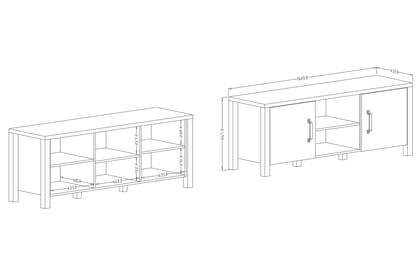 skříňka RTV Olin 41 z wnekami 147 cm - appenzeller fichte / černá mat Komoda pod televizor loft