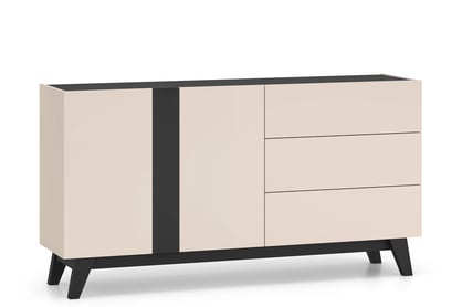 Komoda Salio 160 cm dvoudveřová se zásuvkami - kašmír / černá