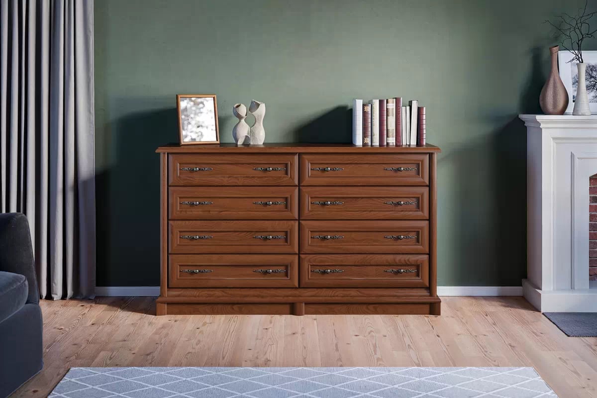Komoda Sonata 150 cm - gaštan Komoda Sonata z osmioma zásuvkami 150 cm - gaštan szlachetny