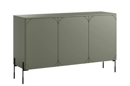 Trojdverová komoda Sonatia na kovových nohách 150 cm - olivová