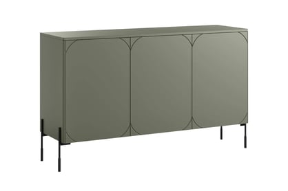 Třídveřová komoda Sonatia na kovových nohách 150 cm - olivová