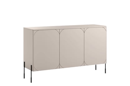 Komoda Sonatia 150 cm trojdverová s štyrmi skrytými zásuvkami - kasmír / čierne nohy