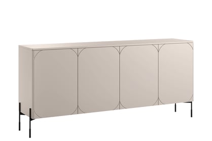 Štvordverová komoda Sonatia 200 cm - kasmír / čierne nohy Komoda Sonatia 200 cm štvordverová - kašmír / nožičky čierny