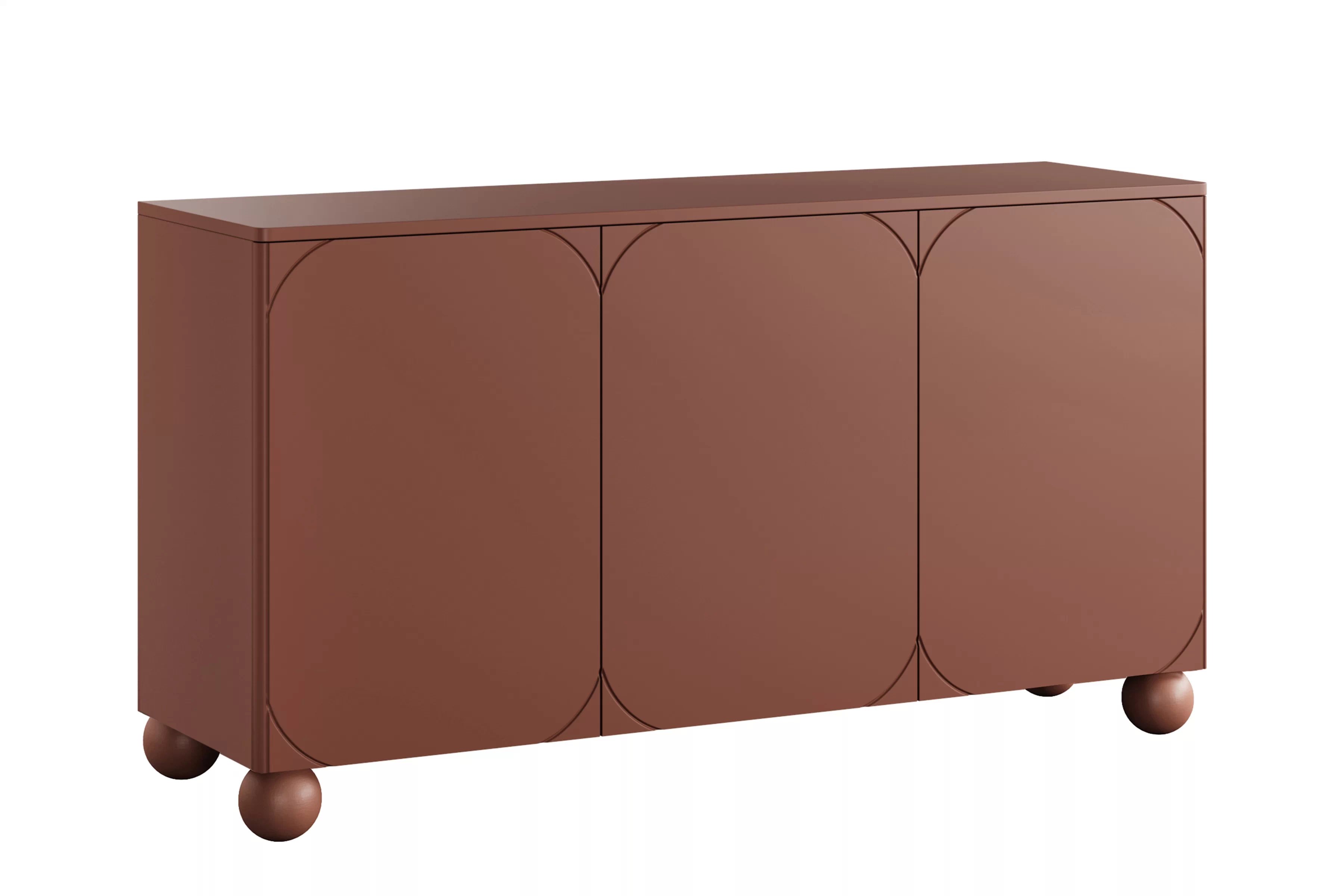 Trojdverová komoda Sonatia II 150 cm - burgund / guľové nohy Komoda Sonatia II 150 cm  trojdverová - burgund / nožičky kule