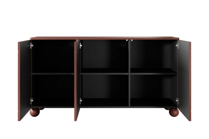 Trojdverová komoda Sonatia II 150 cm - burgund / guľové nohy Komoda Sonatia II 150 cm  trojdverová na nogach kulach - burgund