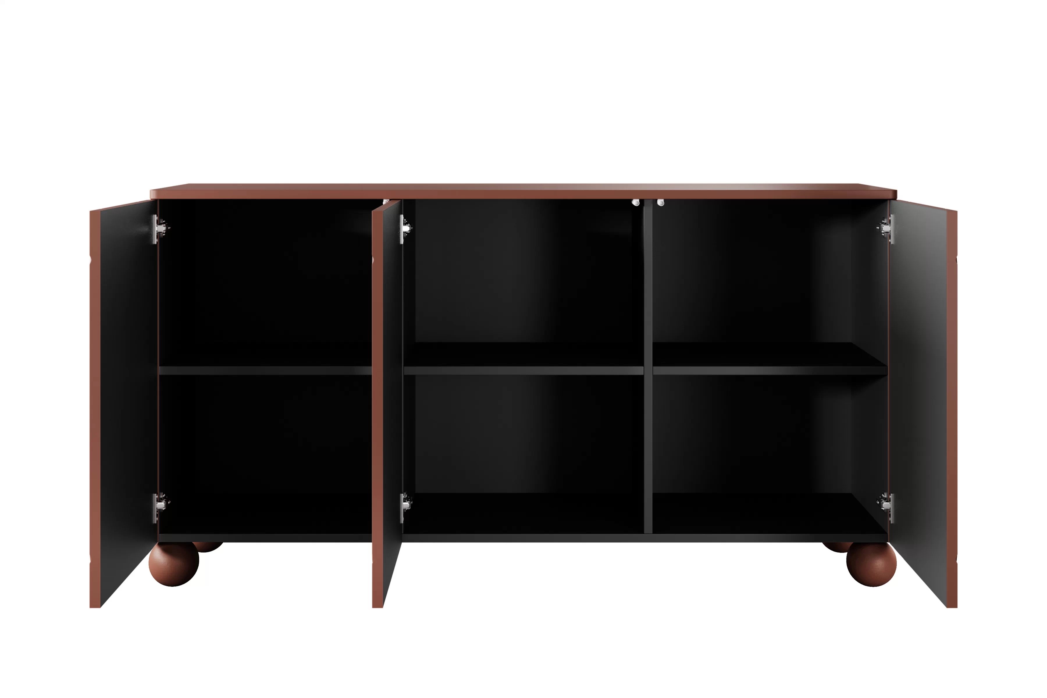 Trojdverová komoda Sonatia II 150 cm - burgund / guľové nohy Komoda Sonatia II 150 cm  trojdverová na nogach kulach - burgund