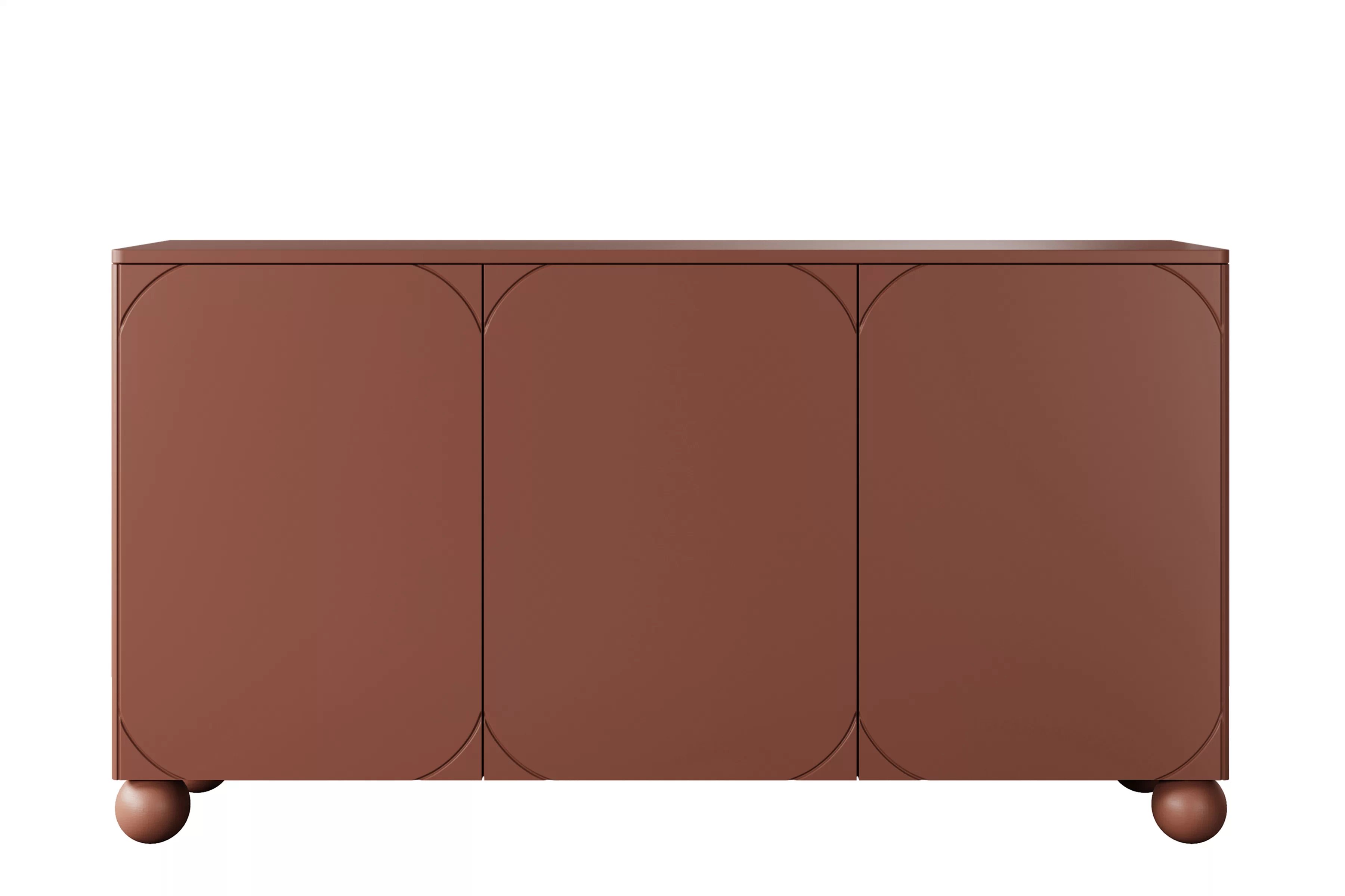 Trojdverová komoda Sonatia II 150 cm - burgund / guľové nohy Komoda Sonatia II 150 cm  trojdverová na nogach kulach - burgund