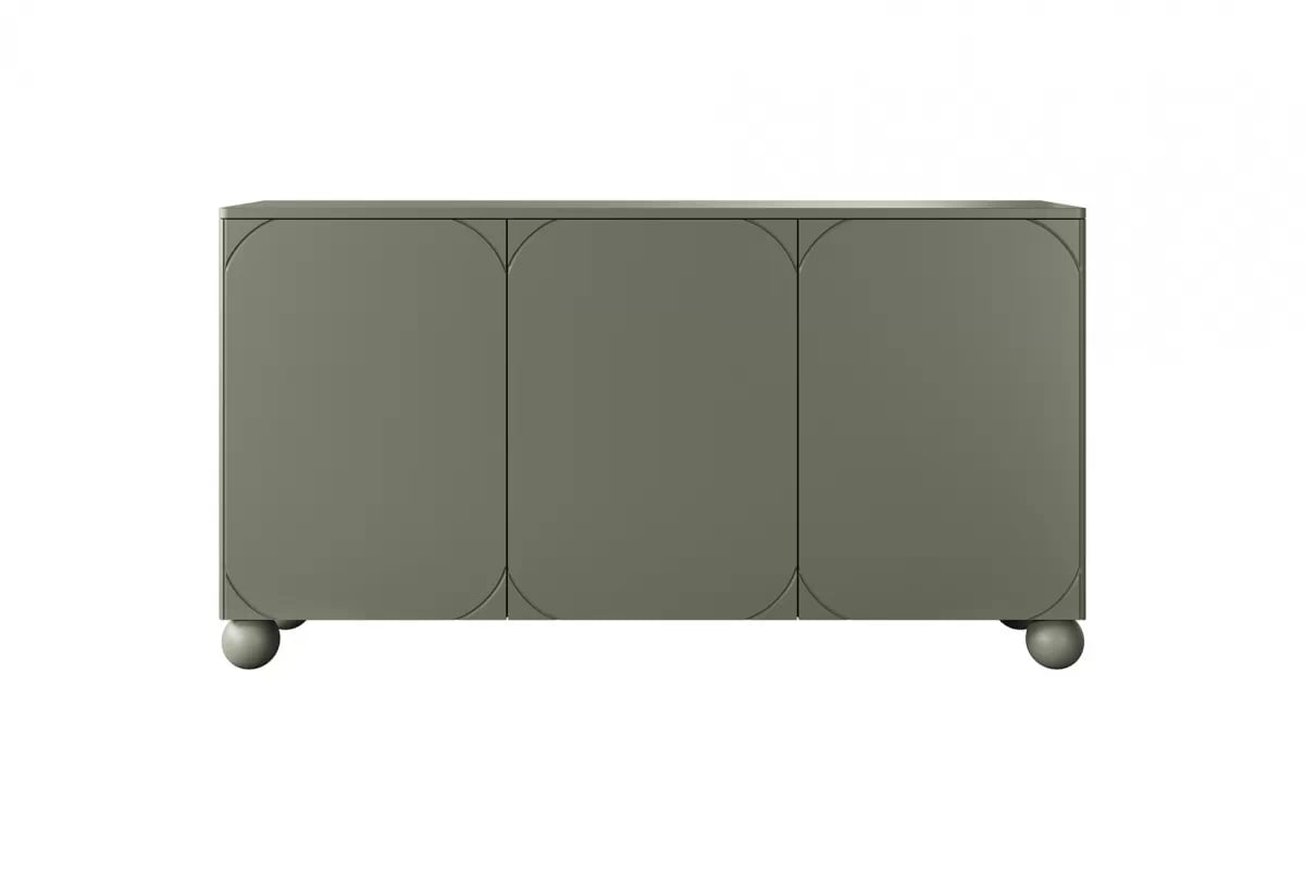 Komoda Sonatia II 150 cm trojdverová na guľatých nohách - olivová Komoda do  spálňa 