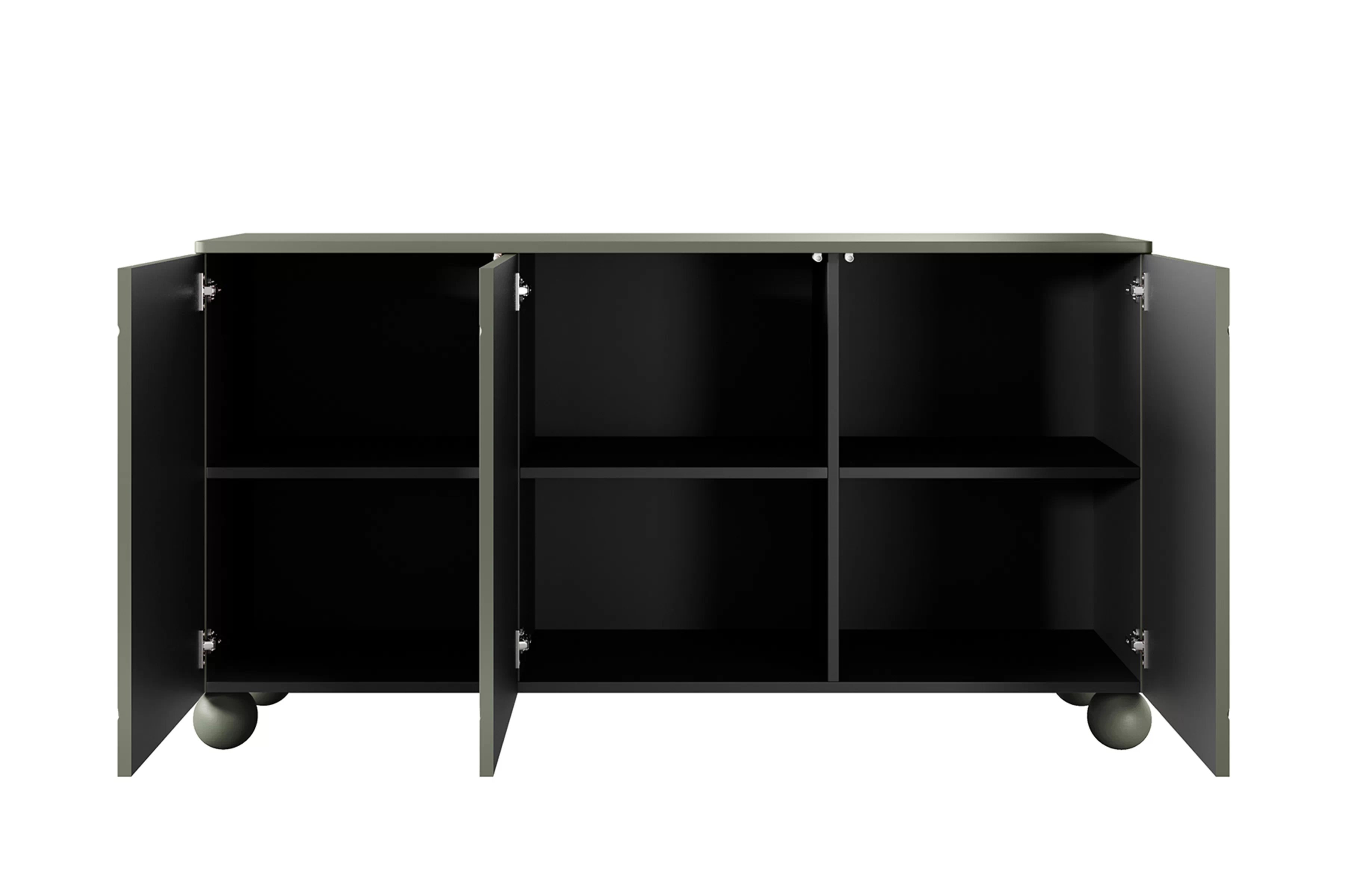 Komoda Sonatia II 150 cm trojdverová na guľatých nohách - olivová Komoda Sonatia II 150 cm  trojdverová na nogach kulach - Oliva