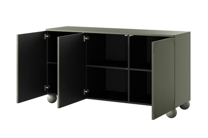 Komoda Sonatia II 150 cm trojdverová na guľatých nohách - olivová Komoda Sonatia II 150 cm  trojdverová na nogach kulach - Oliva