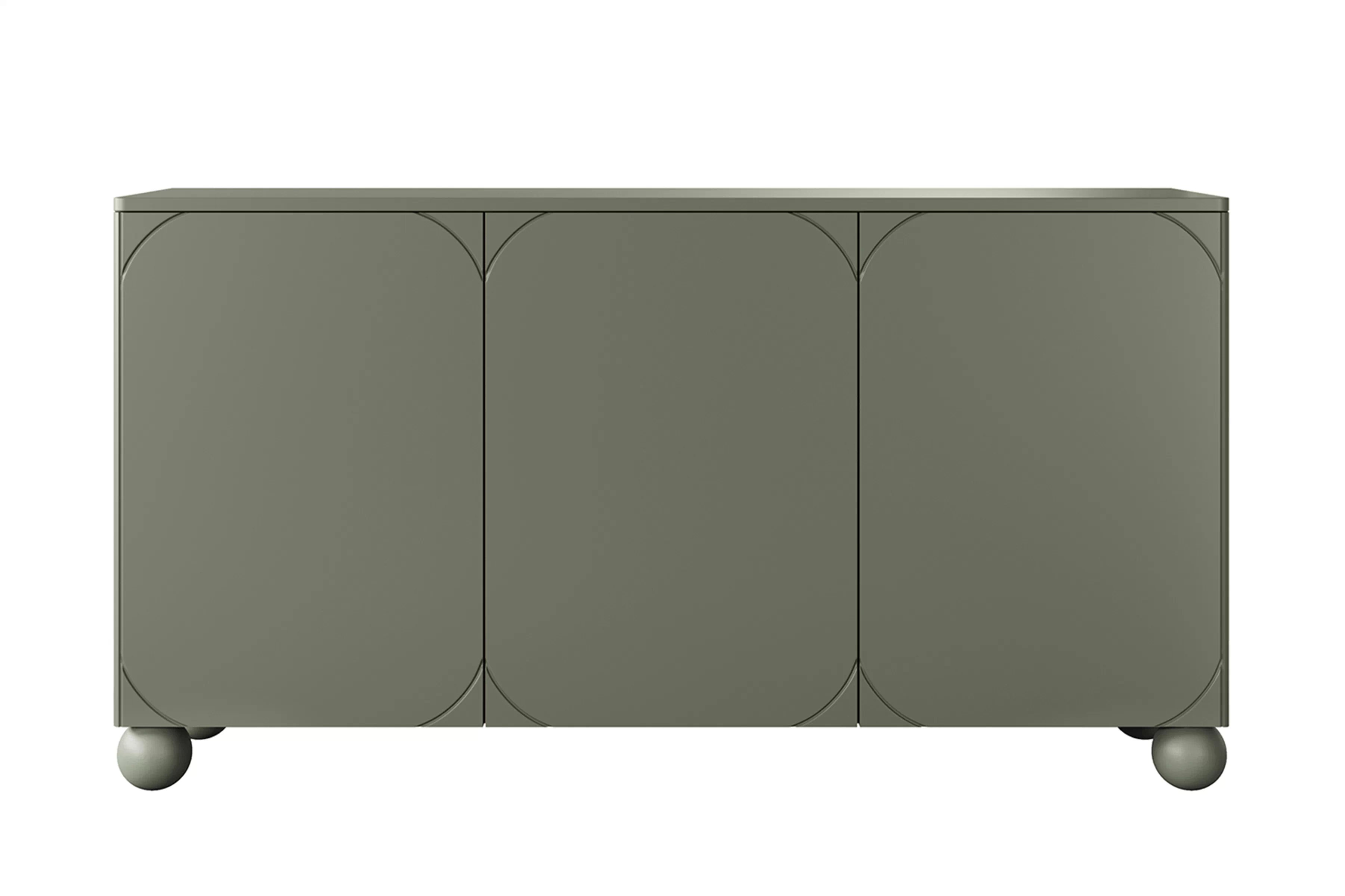 Komoda Sonatia II 150 cm trojdverová na guľatých nohách - olivová Komoda Sonatia II 150 cm  trojdverová na nogach kulach - Oliva