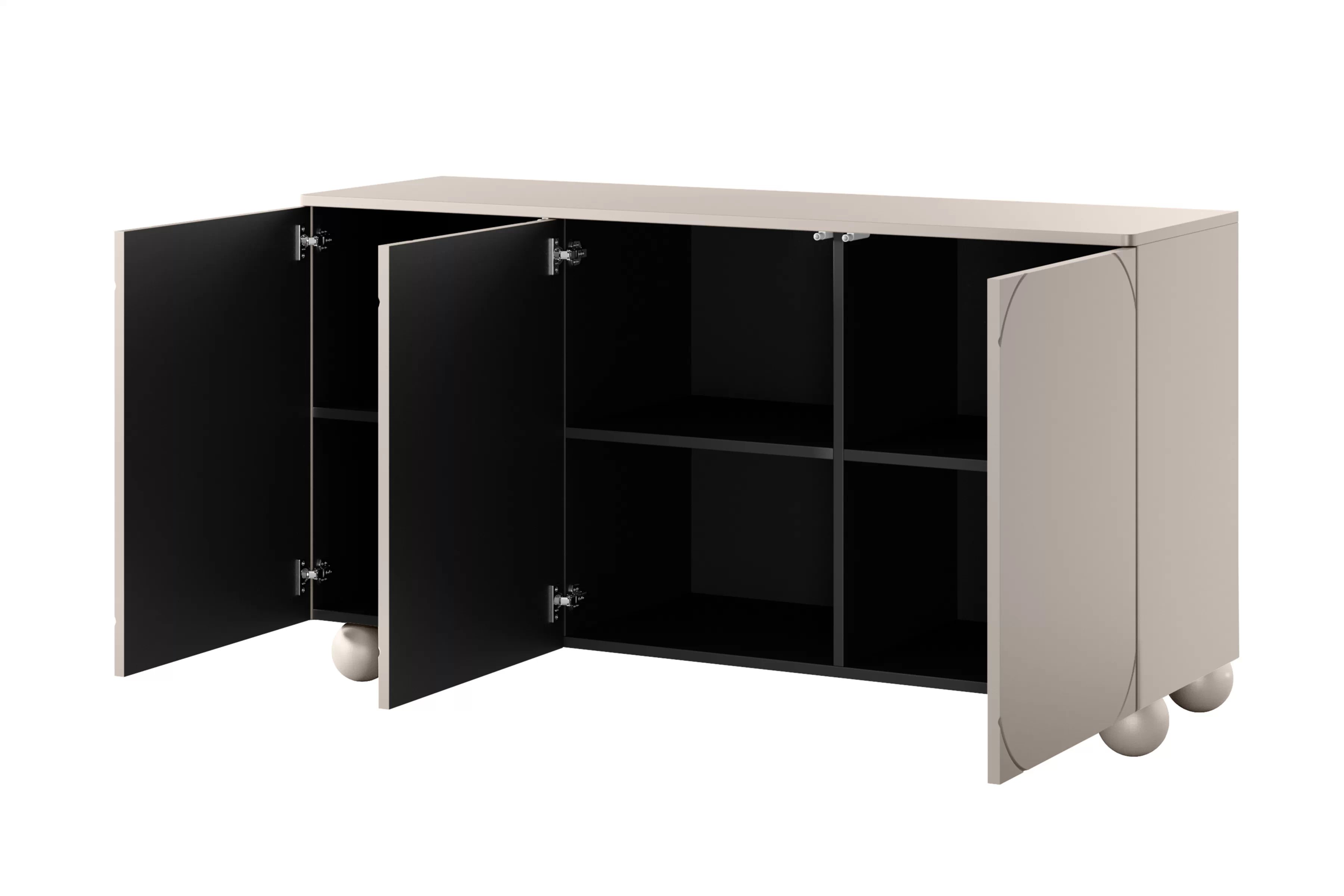 Trojdverová komoda Sonatia II 150 cm - kasmír / guľové nohy Komoda Sonatia II 150 cm trojdverová na nogach kulach - kašmír