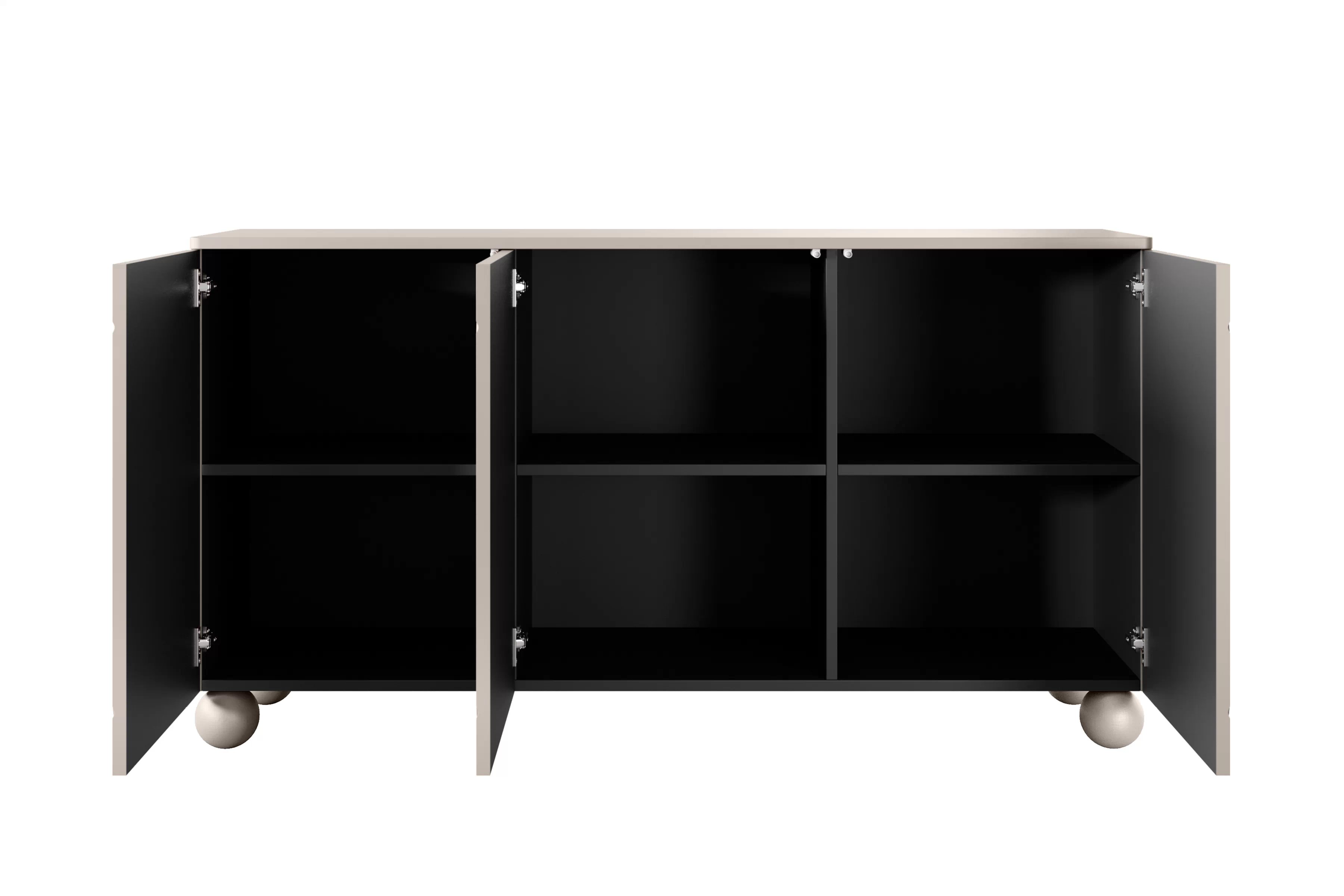 Trojdverová komoda Sonatia II 150 cm - kasmír / guľové nohy Komoda Sonatia II 150 cm trojdverová na nogach kulach - kašmír